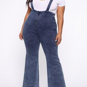 Fashion Nova overall Denim SZ 1X